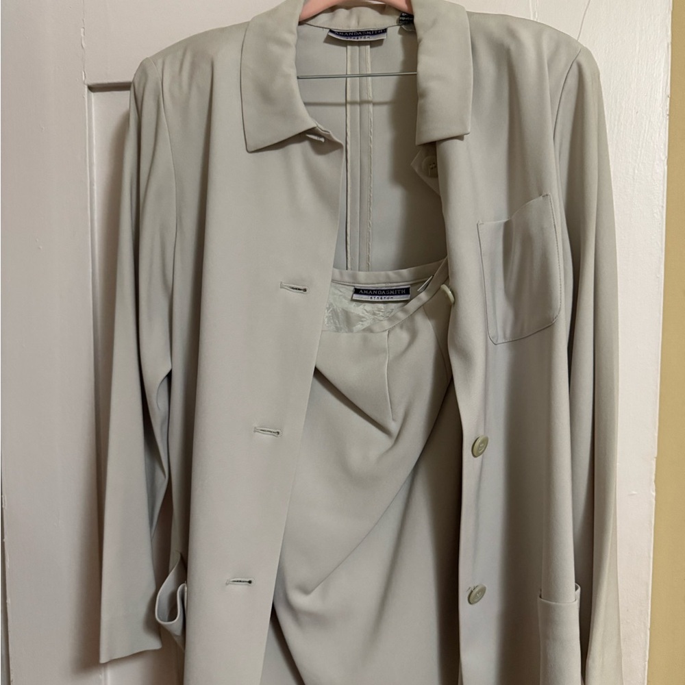 Beige/Cream Blazer and Skirt Set